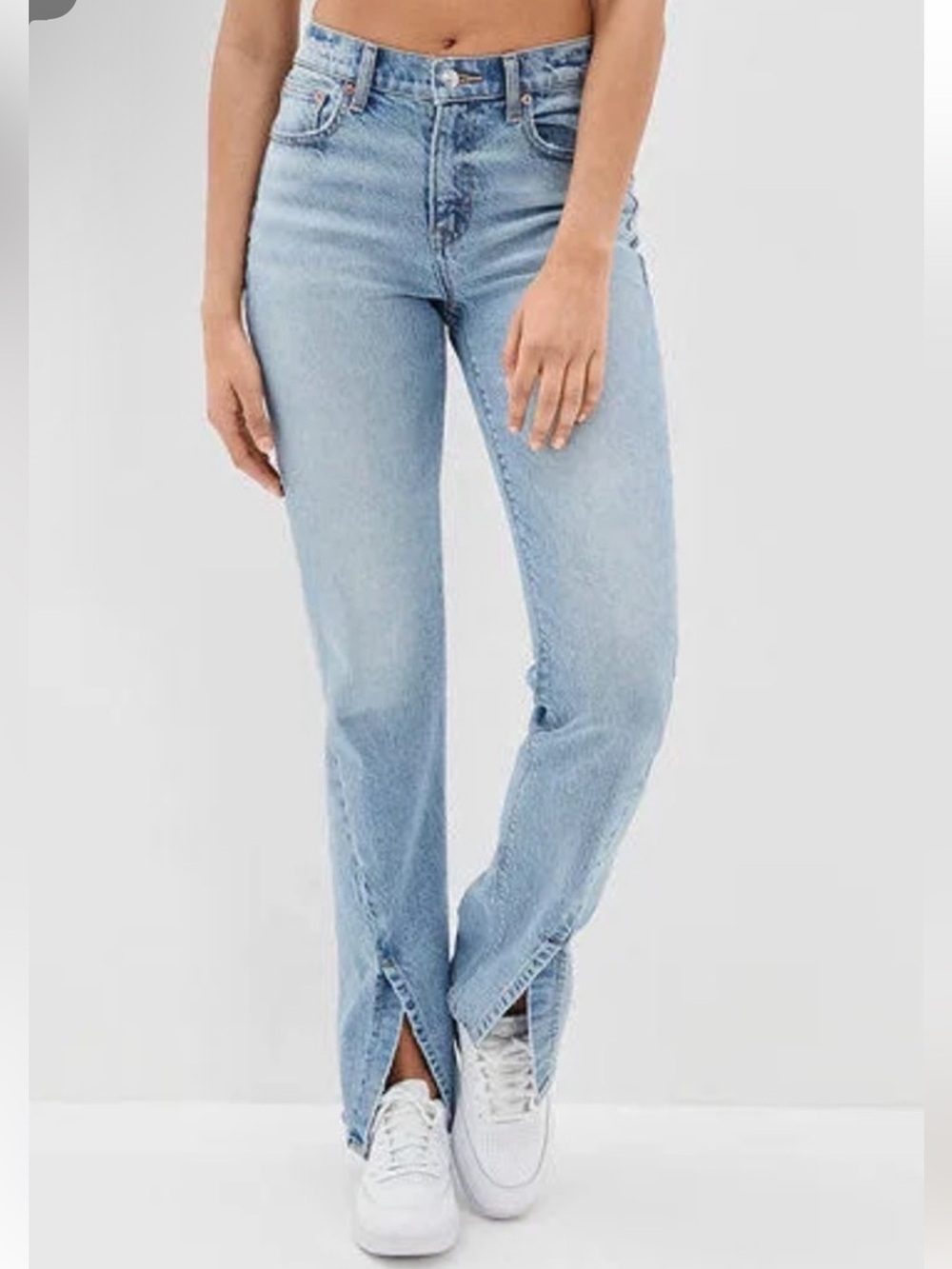American Eagle 90s Bootcut Jeans Size 10 Light Wash High Rise Stretch Denim
